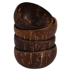 4Pcs Natural Coconut Shell Bowls Small Creative Snack Storage Bowls Unique Food Serving Bowls for Fruits Salads and Desserts Coconut Bowls for Home and Parties